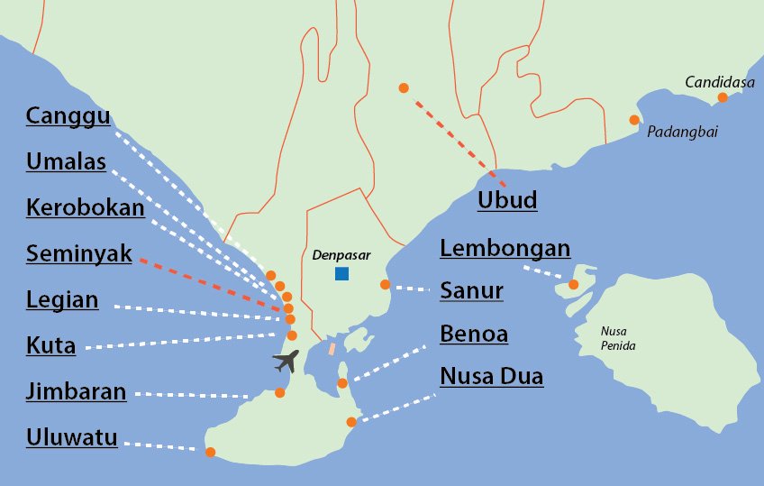 نقشه مناطق تور بالی